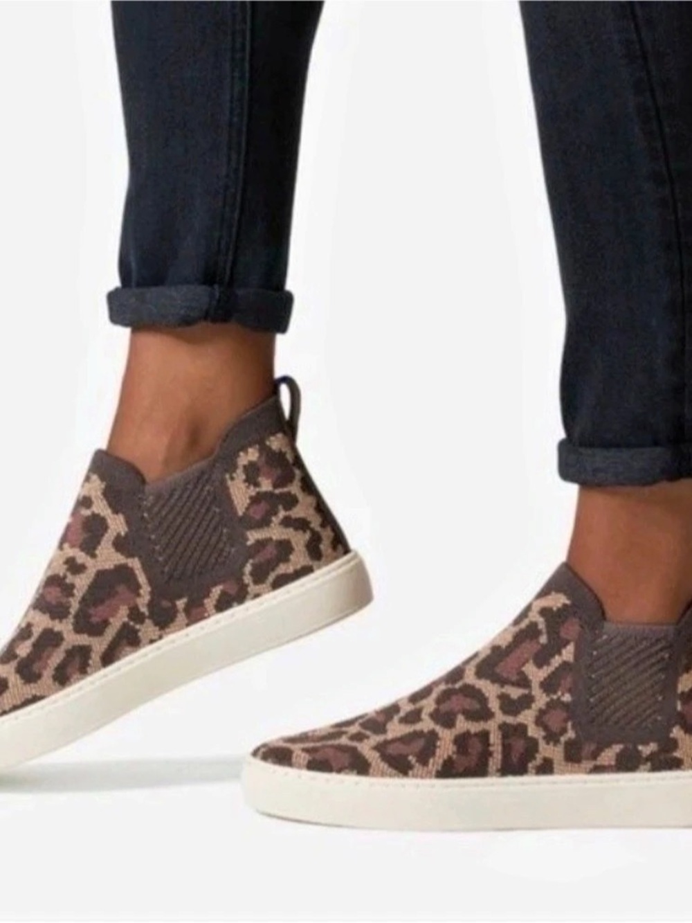 Rothy's The Chelsea Leopard Print Slip-On Sneakers 9.5